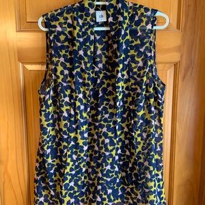CAbi Navy and Gold Blouse Size L